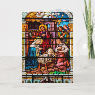 Jesus Nativitetscen i fastglaset Helgkort