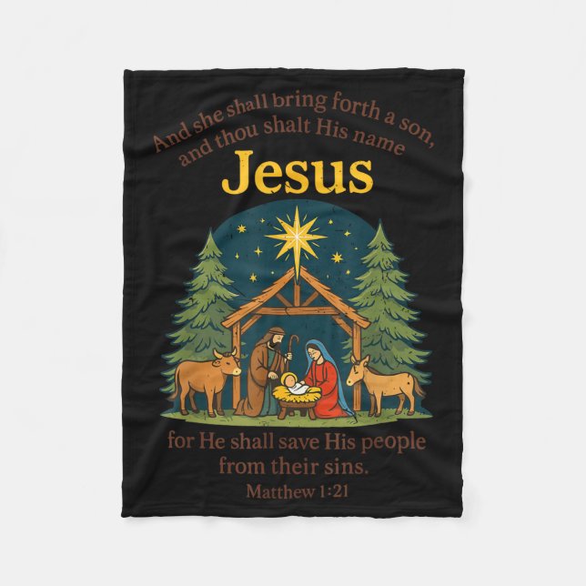 Jesus Nativity Christian Christmas Bible Pjs Toddl Fleecefilt (Framsidan)
