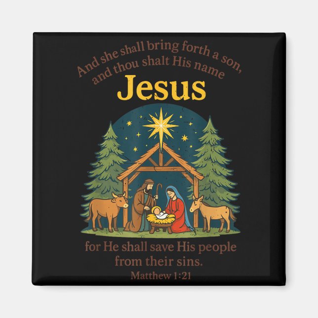 Jesus Nativity Christian Christmas Bible Pjs Toddl Magnet (Framsidan)