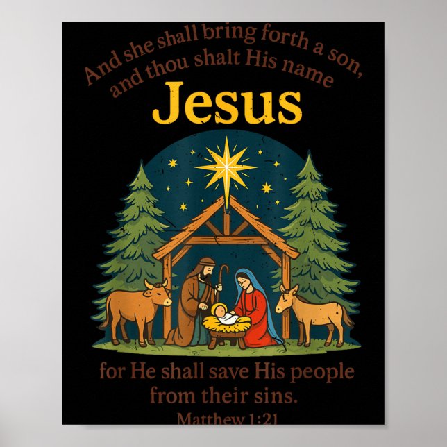 Jesus Nativity Christian Christmas Bible Pjs Toddl Poster (Framsidan)