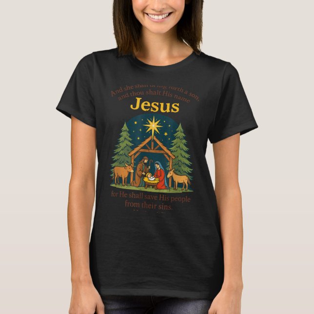 Jesus Nativity Christian Christmas Bible Pjs Toddl T Shirt (Framsida)