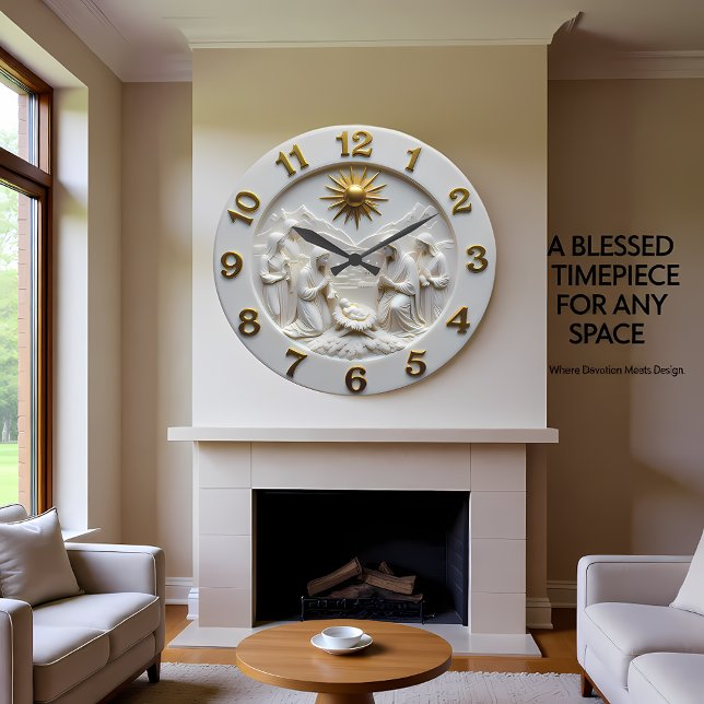 Jesus Nativity Scene Marble Stor Klocka (Skapare uppladdad)