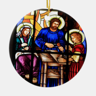 Jesus nedfläckad glasfönster till mattan julgransprydnad keramik