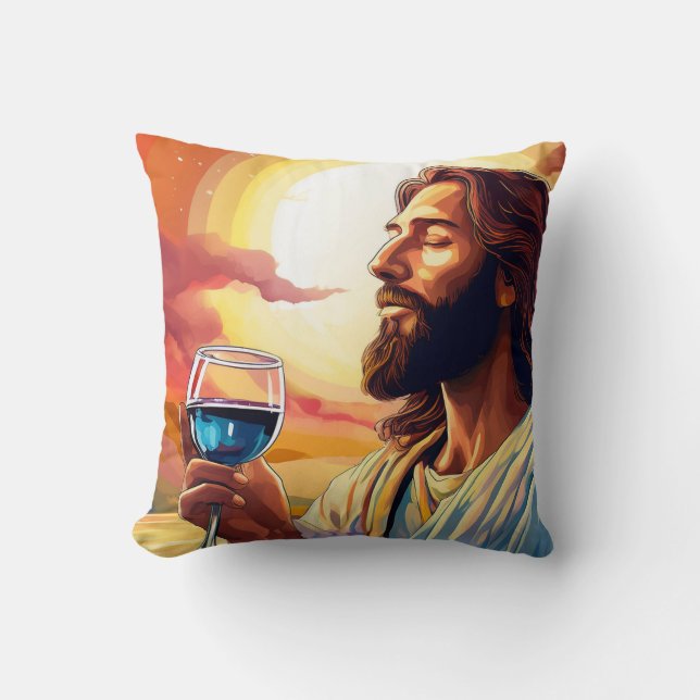Jesus njuter vin kudde! kudde (Framsida)