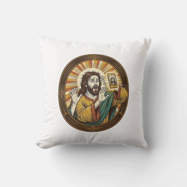 Jesus Oavsiktlig Framkamera Dubbelhaka Selfie E Kudde (Framsida)