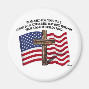 Jesus och amerikansoldatkraftfullen korsar US… Magnet