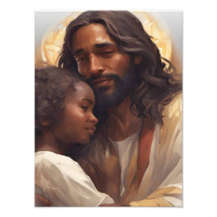 Jesus och babyängel fototryck