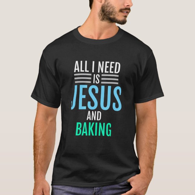 Jesus Och Bakning Kristen Katolsk Bagare Tee (Framsida)