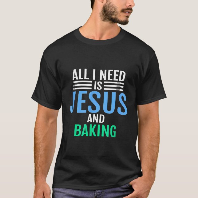 Jesus Och Bakning  Kristna Katolska Bagare Tee (Framsida)