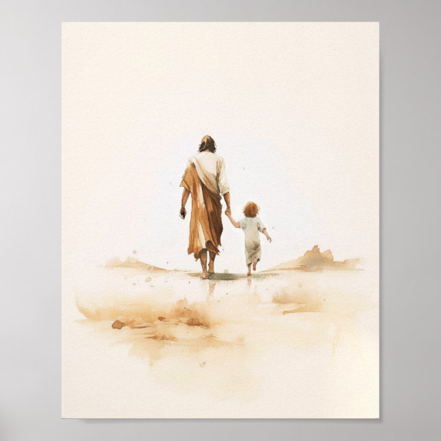 Jesus och barn - Christian Digital Print Art Poster (Framsidan)