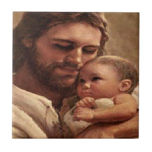 Jesus och barn kakelplatta