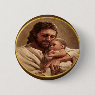 Jesus och barn knapp