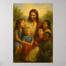 Jesus Och Barn™ LDS Väggkonst Affisch