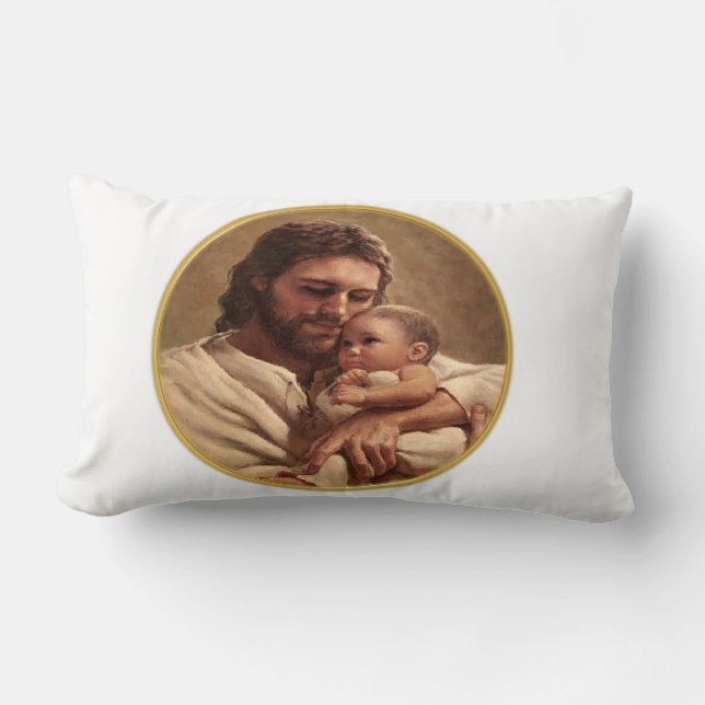 Jesus och barn lumbarkudde (Framsida)