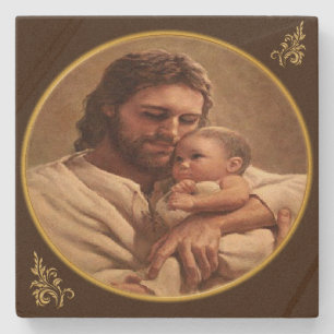 Jesus och barn stenunderlägg