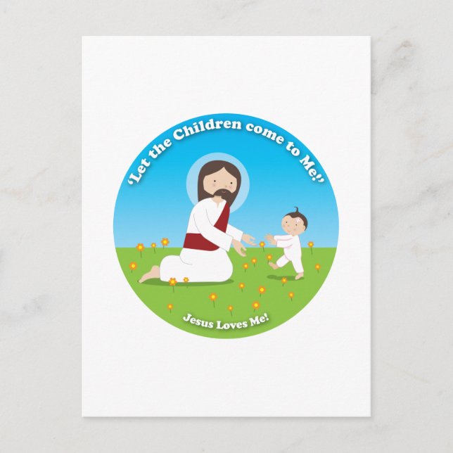 Jesus och barn vykort (Framsida)