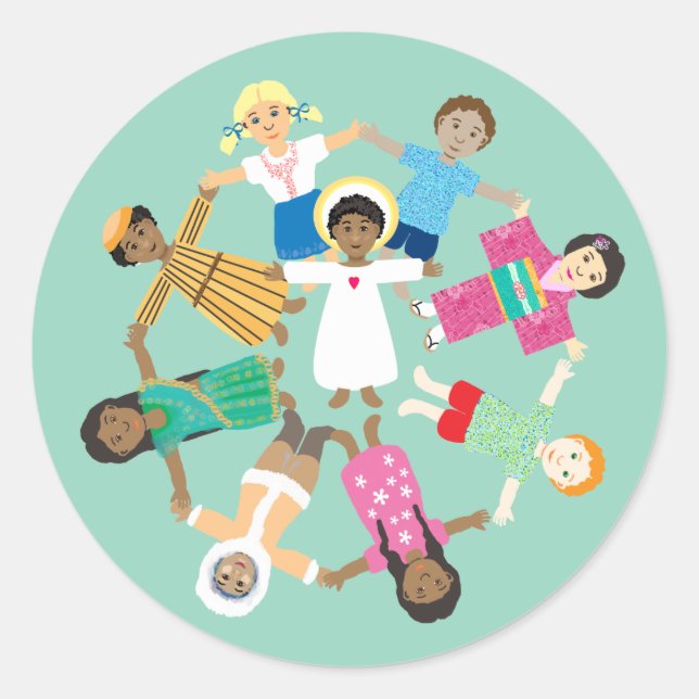 Jesus och barnen Sticker Runt Klistermärke (Framsida)