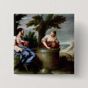 Jesus och barnsamaritkvinnan knapp