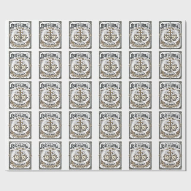 Jesus och baseboll Vintage kristen  Presentpapper (Platt)