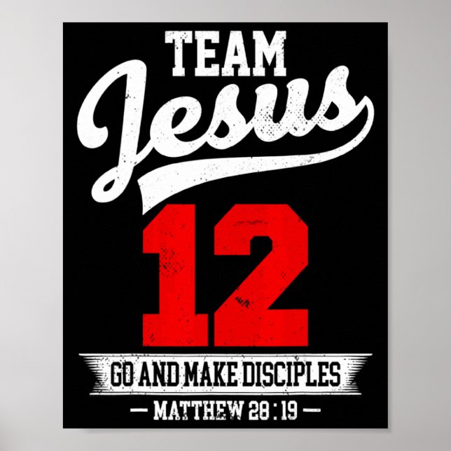 Jesus Och Basebollag Jesus Kristna Matteus 28 Poster (Framsidan)