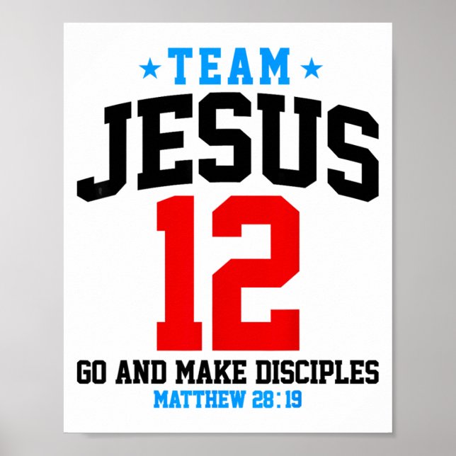 Jesus Och Basebollag Jesus Kristna Matteus 28 Poster (Framsidan)