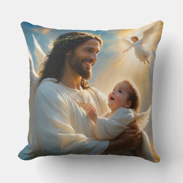 Jesus och bebis engel kudde (Framsida)