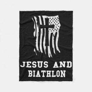 Jesus och Biathlondesign för kristna biatleter Fleecefilt