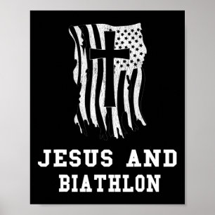 Jesus och Biathlondesign för kristna biatleter Poster