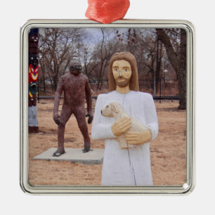 Jesus och Bigfoot Julgransprydnad Metall