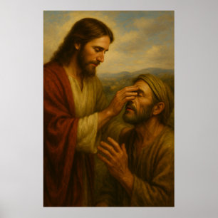 Jesus och Blind Man™ LDS Wall Art Poster