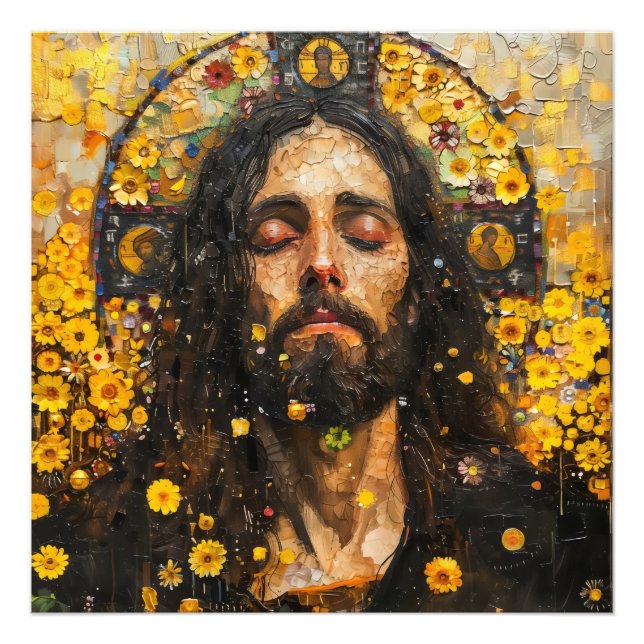 Jesus och Blommor Abstrakt Fototryck (Framsidan)