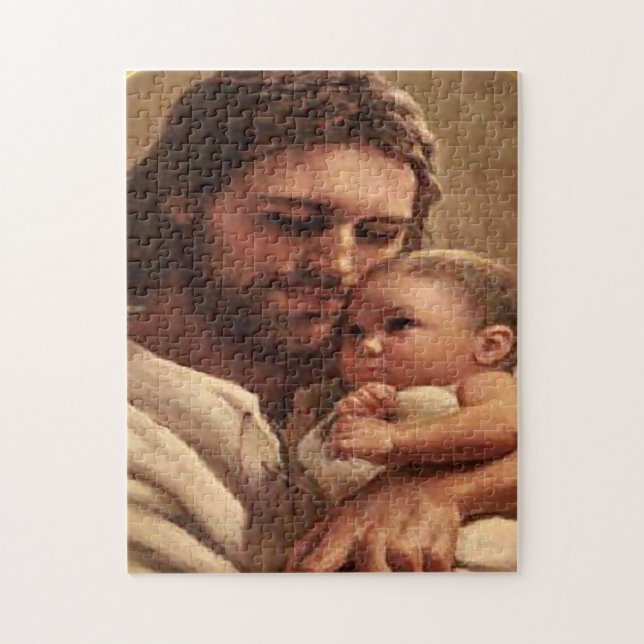 Jesus och Child Watch Pussel (Vertikal)