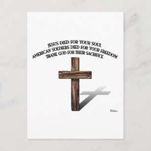Jesus och de amerikanska soldaterna med tåliga kor vykort
