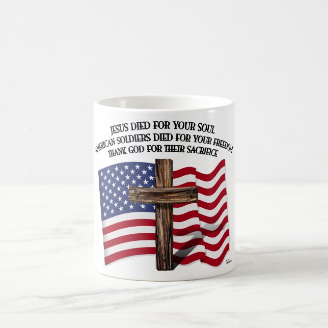 Jesus och de amerikanska soldaterna ruckade kor US Kaffemugg (Center)