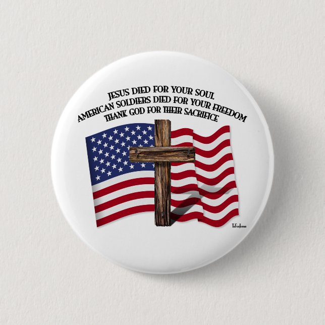 Jesus och de amerikanska soldaterna ruckade kor US Knapp (Framsida)