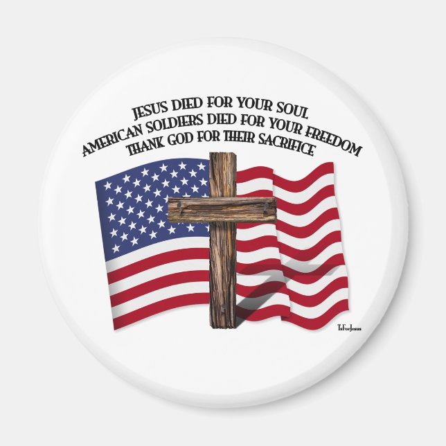 Jesus och de amerikanska soldaterna ruckade kor US Magnet (Framsidan)