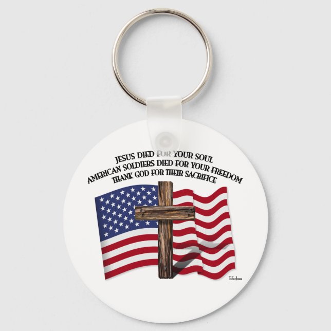 Jesus och de amerikanska soldaterna ruckade kor US Nyckelring (Framsida)