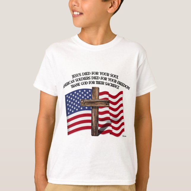 Jesus och de amerikanska soldaterna ruggade kor US T Shirt (Framsida)