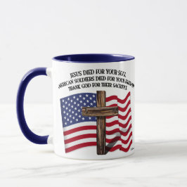Jesus och de amerikanska soldaternas robusta kors mugg