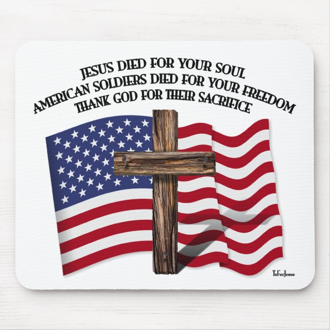 Jesus och de amerikanska soldaternas robusta kors  musmatta (Framsidan)