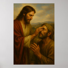 Jesus och den blinde mannen™ LDS Väggkonstaffisch Poster