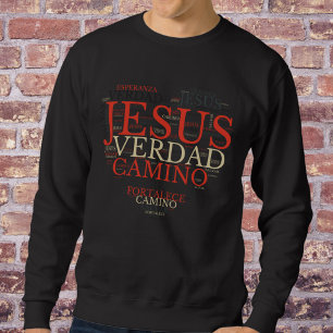 Jesus och Faith Heart Manar Christian Spanska Lång Ärmad Tröja