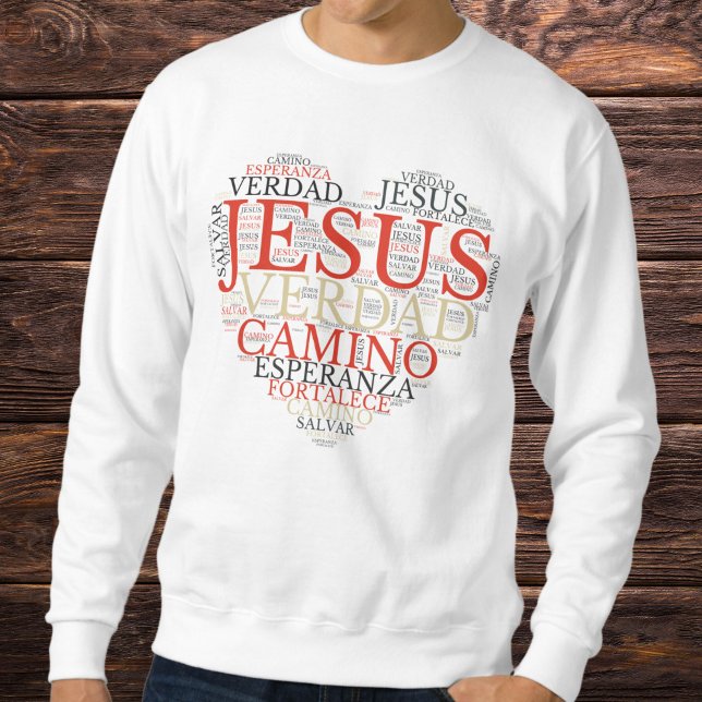 Jesus och Faith Heart Manar Christian Spanska Lång Ärmad Tröja (Skapare uppladdad)