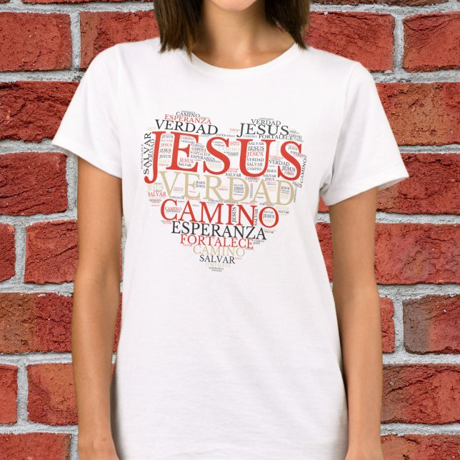 Jesus och Faith Heart Women's Christian Spain T Shirt (Skapare uppladdad)