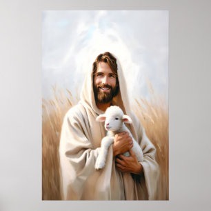 Jesus och får Den gode herden Jesus och lamm Poster