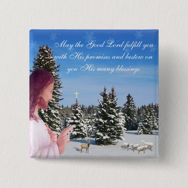 Jesus och får knapp (Framsida)