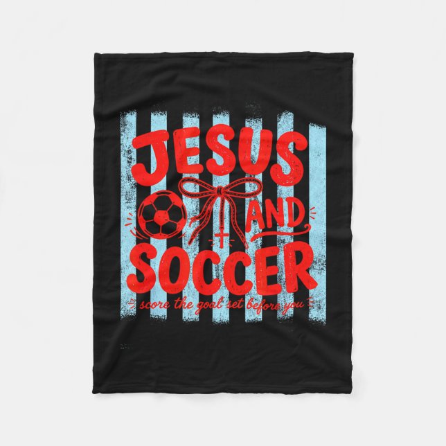 Jesus och fotbollsälskande mammas tro religiösa rä fleecefilt (Framsidan)
