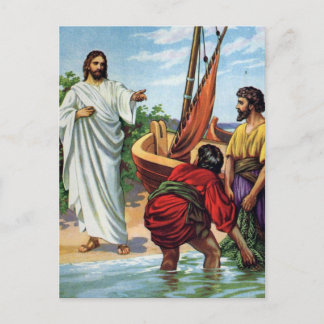 Jesus Och Fyra Fiskare Vykort