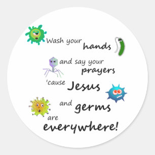 Jesus och Germs Runt Klistermärke