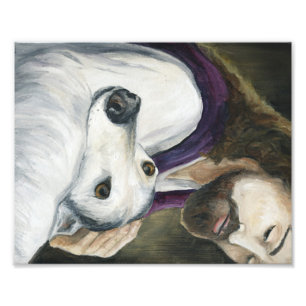 Jesus och Greyhound Hund Art Print Fototryck